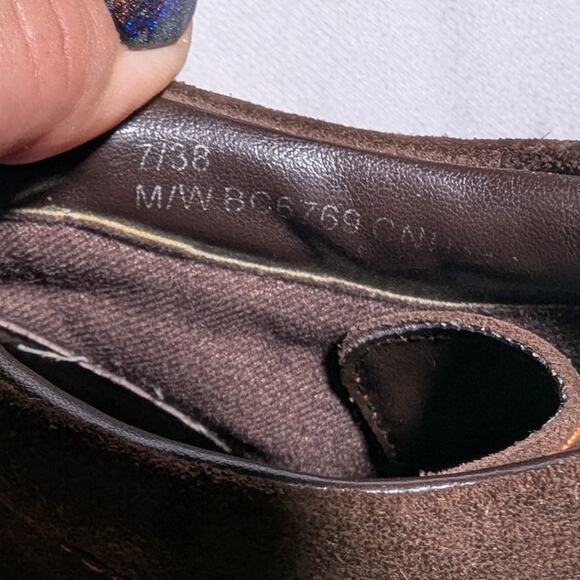 BOC by Born Brown Genuine Suede Lace-Up Block Heel Stitched Ankle Boots Sz 7 - Picture 5 of 7